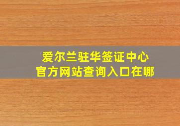 爱尔兰驻华签证中心官方网站查询入口在哪