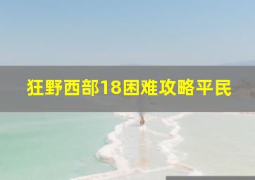 狂野西部18困难攻略平民