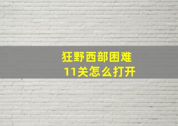 狂野西部困难11关怎么打开