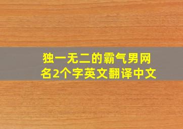 独一无二的霸气男网名2个字英文翻译中文