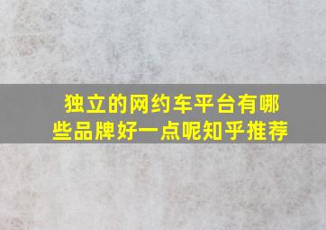 独立的网约车平台有哪些品牌好一点呢知乎推荐