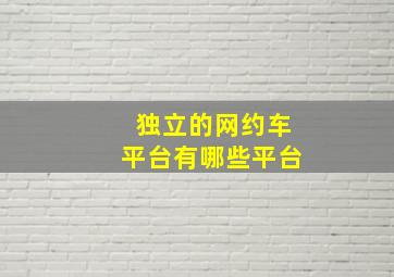 独立的网约车平台有哪些平台