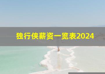 独行侠薪资一览表2024