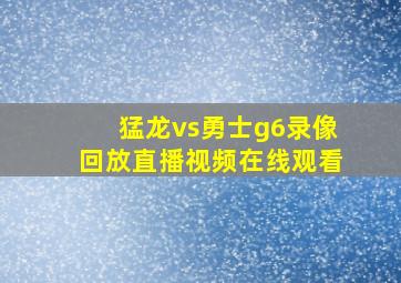 猛龙vs勇士g6录像回放直播视频在线观看