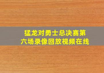 猛龙对勇士总决赛第六场录像回放视频在线