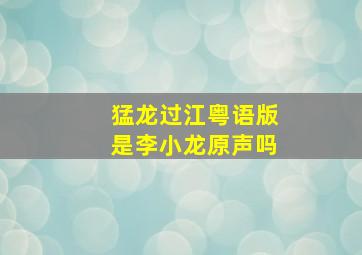 猛龙过江粤语版是李小龙原声吗