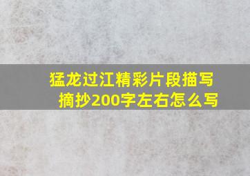 猛龙过江精彩片段描写摘抄200字左右怎么写