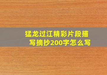 猛龙过江精彩片段描写摘抄200字怎么写