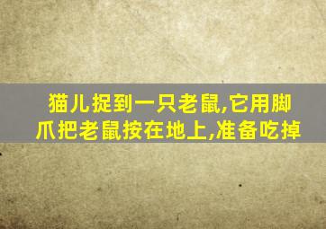 猫儿捉到一只老鼠,它用脚爪把老鼠按在地上,准备吃掉