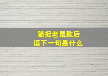 猫捉老鼠歇后语下一句是什么