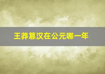 王莽篡汉在公元哪一年