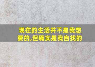 现在的生活并不是我想要的,但确实是我自找的