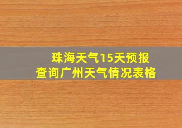 珠海天气15天预报查询广州天气情况表格