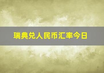 瑞典兑人民币汇率今日