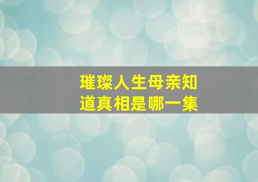 璀璨人生母亲知道真相是哪一集