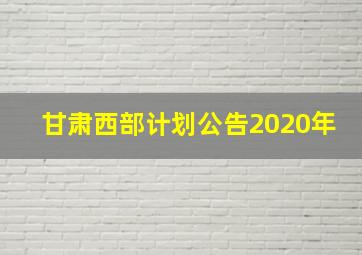 甘肃西部计划公告2020年