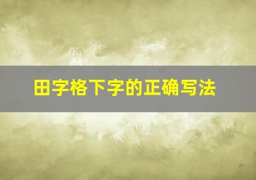 田字格下字的正确写法