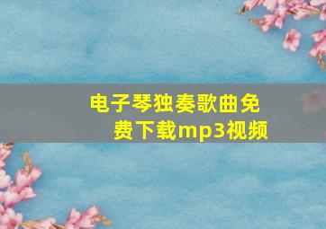 电子琴独奏歌曲免费下载mp3视频