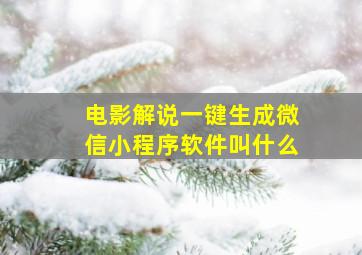 电影解说一键生成微信小程序软件叫什么