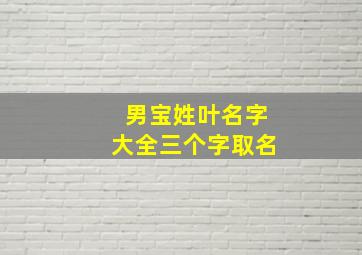 男宝姓叶名字大全三个字取名