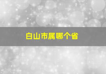 白山市属哪个省