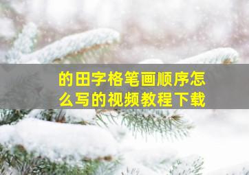 的田字格笔画顺序怎么写的视频教程下载