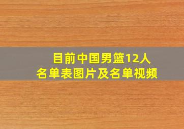 目前中国男篮12人名单表图片及名单视频