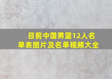 目前中国男篮12人名单表图片及名单视频大全