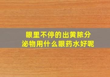 眼里不停的出黄脓分泌物用什么眼药水好呢