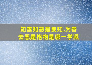 知善知恶是良知,为善去恶是格物是哪一学派