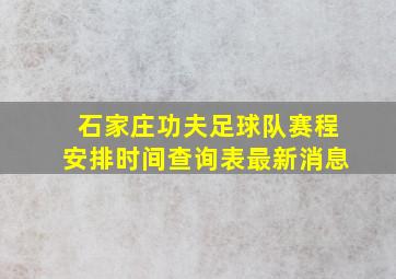 石家庄功夫足球队赛程安排时间查询表最新消息