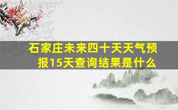 石家庄未来四十天天气预报15天查询结果是什么