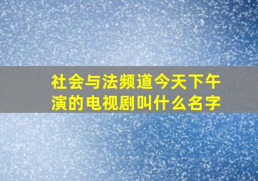 社会与法频道今天下午演的电视剧叫什么名字