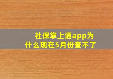 社保掌上通app为什么现在5月份查不了