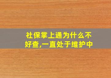 社保掌上通为什么不好查,一直处于维护中