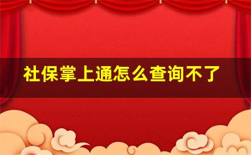 社保掌上通怎么查询不了