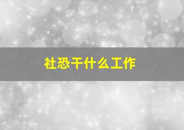 社恐干什么工作