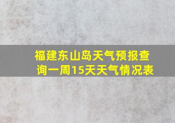 福建东山岛天气预报查询一周15天天气情况表