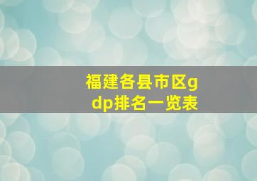 福建各县市区gdp排名一览表