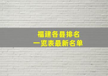 福建各县排名一览表最新名单