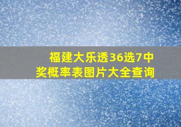 福建大乐透36选7中奖概率表图片大全查询