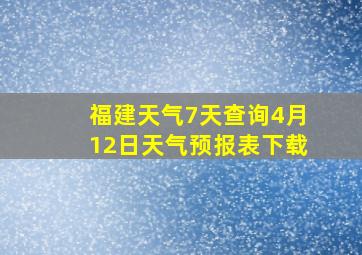 福建天气7天查询4月12日天气预报表下载