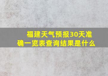 福建天气预报30天准确一览表查询结果是什么