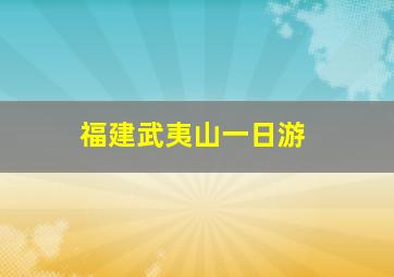 福建武夷山一日游