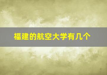 福建的航空大学有几个