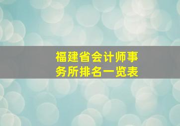 福建省会计师事务所排名一览表