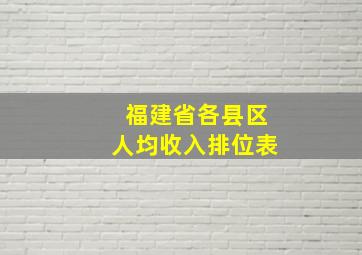 福建省各县区人均收入排位表