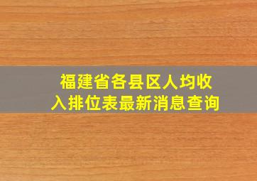 福建省各县区人均收入排位表最新消息查询