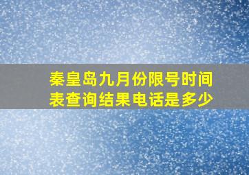 秦皇岛九月份限号时间表查询结果电话是多少