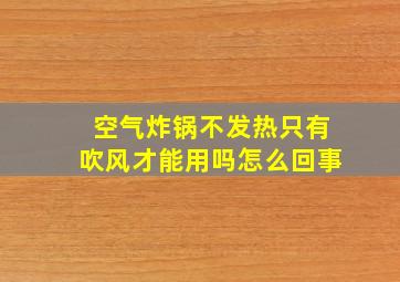 空气炸锅不发热只有吹风才能用吗怎么回事